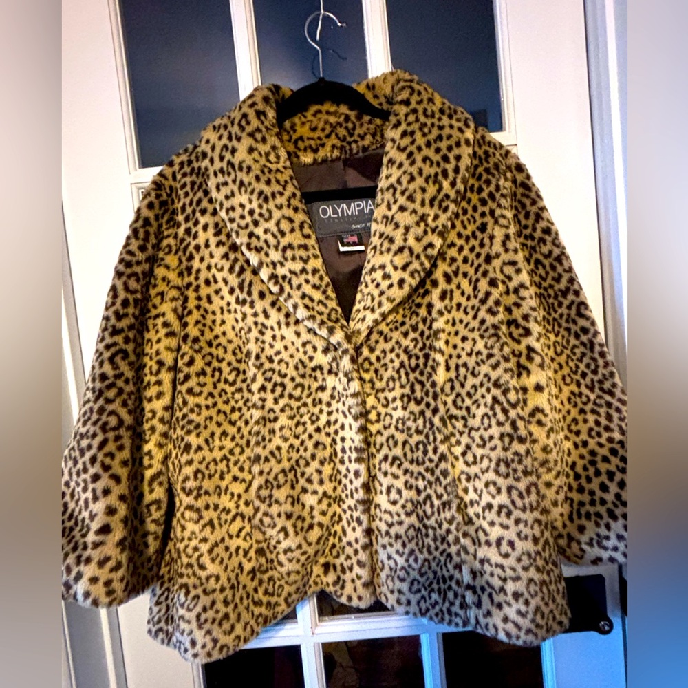 Olympia cheetah print faux fur jacket